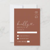 Moderne Burnt Orange Wedding RSVP Card Karte (Vorderseite)