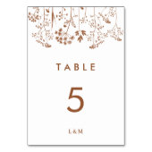 Moderne Burnt Orange Wildblumen Tischnummer (Vorderseite)