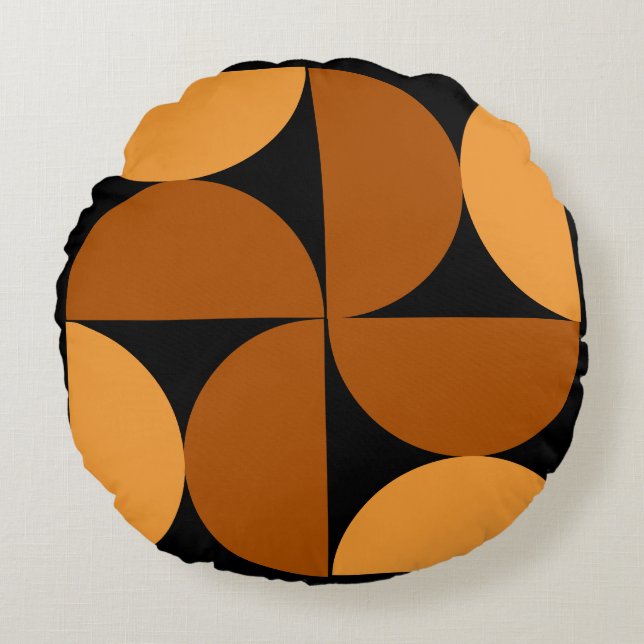 Moderne Burntgestelle und Mocha aus dem Mittelalte Rundes Kissen (Vorderseite)