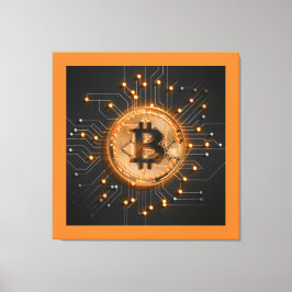 moderne Büroeinrichtung Krypto BITCOIN LOGO orange Leinwanddruck