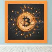 moderne Büroeinrichtung Krypto BITCOIN LOGO orange Leinwanddruck (Insitu (Holzboden))