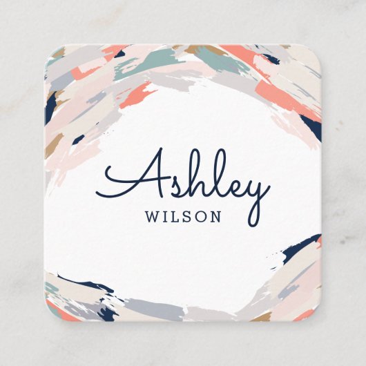 Moderne Bürsten-Anschläge Quadratische Visitenkarte (Vorderseite)