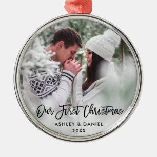 Moderne Bürsten-Skript-Paare unser erstes Ornament Aus Metall