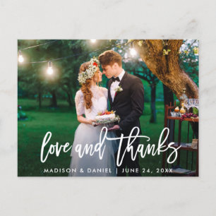 Moderne Bürstenschrift Foto Liebe Danke Hochzeit Postkarte
