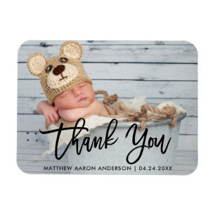 Moderne Bürstenschrift Neue Baby Danke Blk Magnet