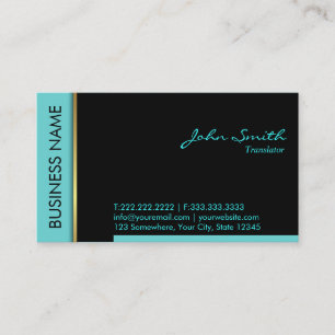 Moderne Business Card für Aquamarine Übersetzer Visitenkarte