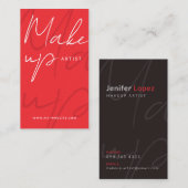 Moderne Business Card Rot und Schwarz Makeup Künst Visitenkarte (Vorne/Hinten)