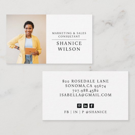 Moderne Business Foto Business Card Visitenkarte (Vorne/Hinten)