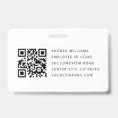 Moderne Business ID Card, Mitarbeiter QR Abzeichen Ausweis (Rückseite)