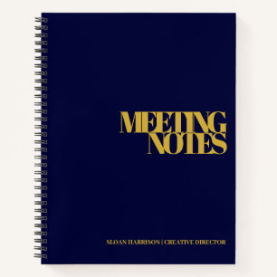 Moderne Business Meeting Notes Gold Navy Blue Notizblock