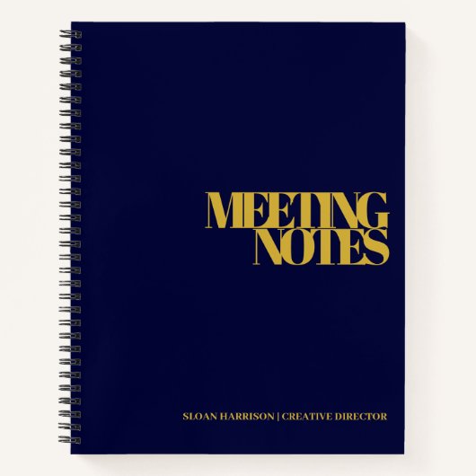 Moderne Business Meeting Notes Gold Navy Blue Notizblock (Vorderseite)