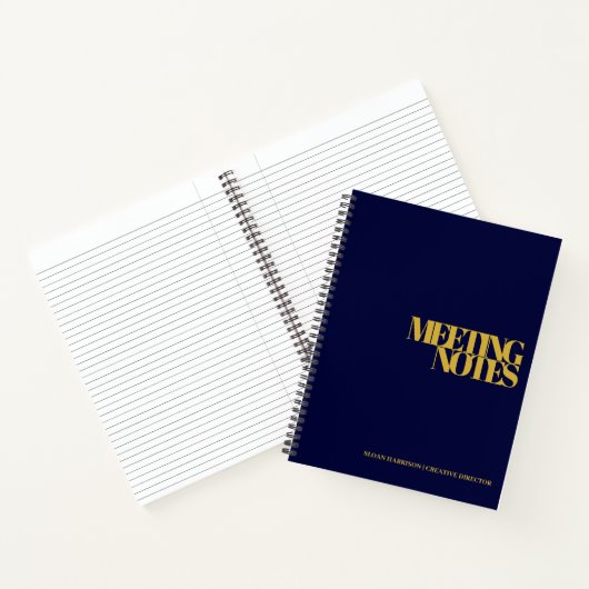 Moderne Business Meeting Notes Gold Navy Blue Notizblock (Innenseite)