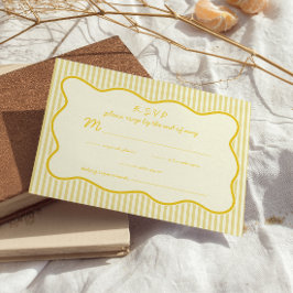 Moderne Butter-Gelbe Hochzeitkarte RSVP Karte