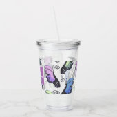 Moderne Butterfly-farbige Doodles Acryltrinkbecher (Links)