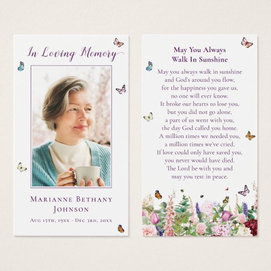 Moderne Butterfly-Gedenkkarte (Vorne & Hinten)