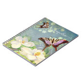 Moderne Butterfly Magnolia Blume Flora Notizblock (Linke Seite)