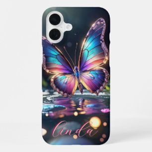 Moderne Butterfly-Monogramm-Hülle mit Farbverlauf iPhone 16 Plus Hülle