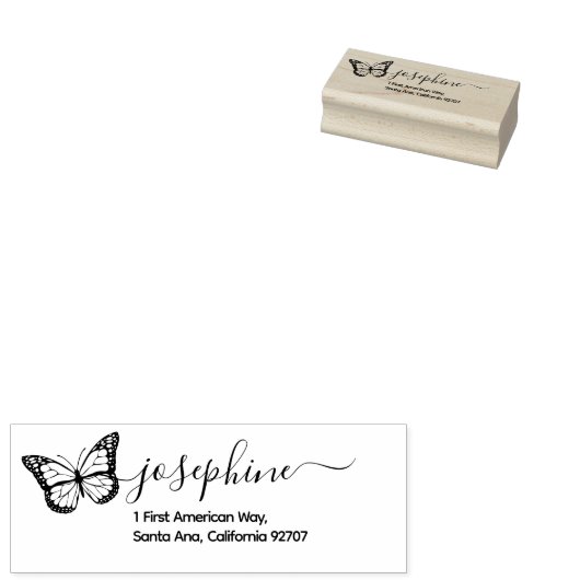 Moderne Butterfly Script-Rücksendeadresse Gummistempel (Stempel)
