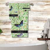 Moderne Butterfly Stilvolle Blue Monogram Badhandtuch Set
