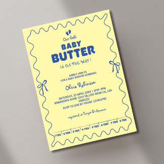 Moderne Buttergelbe Babyparty Einladung