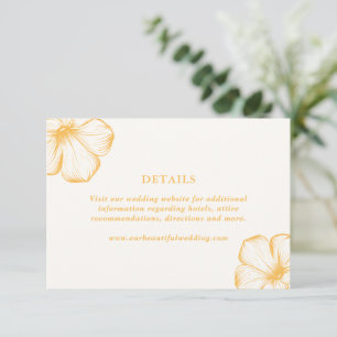 Moderne buttergelbe Blütenhochzeit Begleitkarte