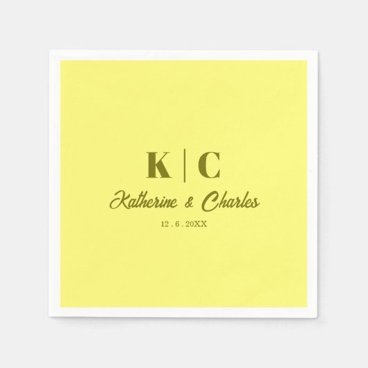 Moderne Buttergelbe Hochzeit Serviette (Vorderseite)