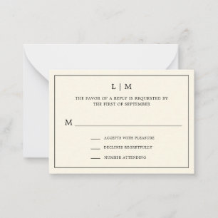 Moderne Buttergelbe Hochzeits-RSVP-Minikarte Mitteilungskarte