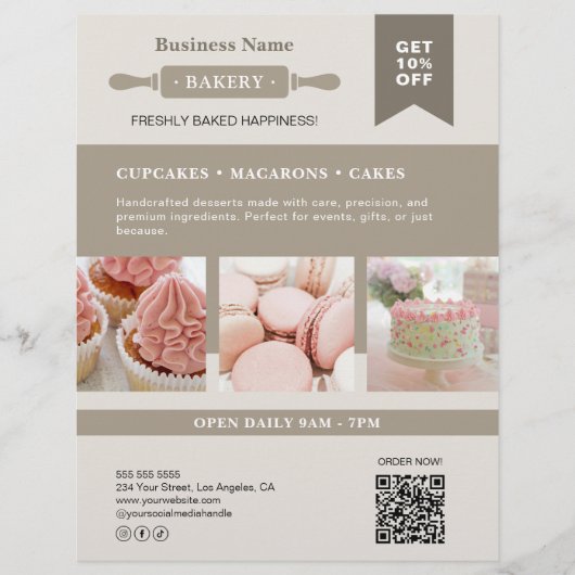 Moderne Button Bäckerei Business Flyer (Vorne)