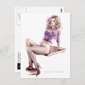 Moderne Button-Up Girl Illustration Postcard Postkarte (Vorne/Hinten)