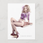 Moderne Button-Up Girl Illustration Postcard Postkarte (Vorderseite)