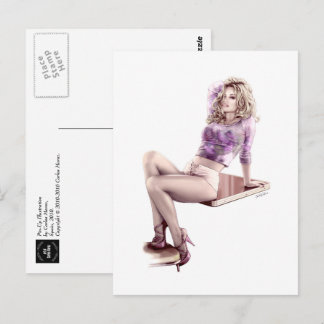 Moderne Button-Up Girl Illustration Postcard Postkarte