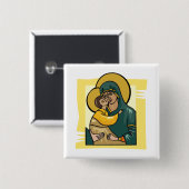 Moderne byzantinische Jungfrau Mary and Child Reli Button (Vorne & Hinten)