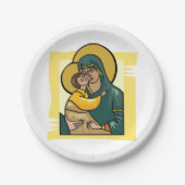 Moderne byzantinische Jungfrau Mary and Child Reli Pappteller (Vorderseite)