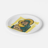 Moderne byzantinische Jungfrau Mary and Child Reli Pappteller (Schrägansicht)