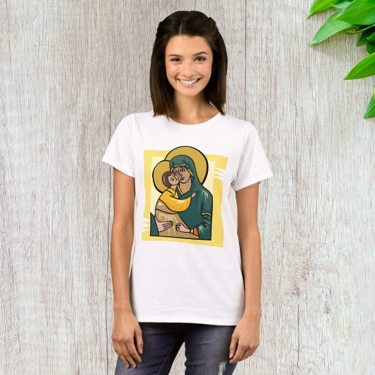 Moderne byzantinische Jungfrau Mary and Child Reli T-Shirt