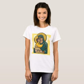 Moderne byzantinische Jungfrau Mary and Child Reli T-Shirt (Vorne ganz)