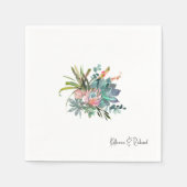 Moderne Cactus Arrangement Wedding Script Names Serviette (Vorderseite)