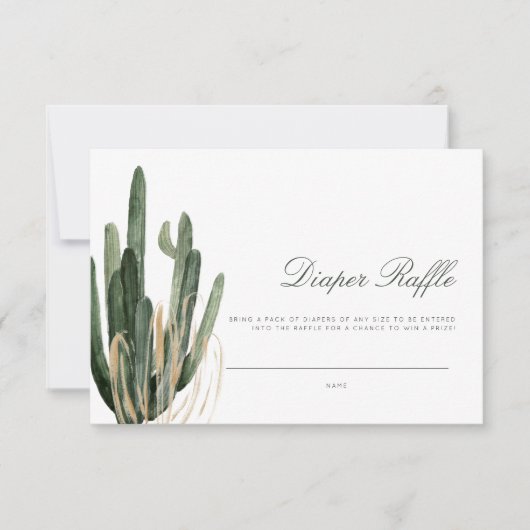 Moderne Cactus Baby Shower Diaper Raffle Card (Vorderseite)