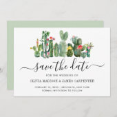 Moderne Cactus Cacti Succulent Floral South Weddin Save The Date (Vorne/Hinten)