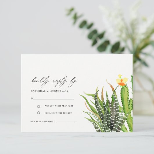 MODERNE CACTUS FLORAL GARDEN WASSERFARBE UAWG RSVP KARTE (Stehend Vorderseite)