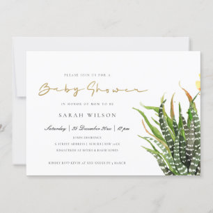 MODERNE CACTUS FLORAL GARDEN WATERCOLOR BABY DUSCH EINLADUNG