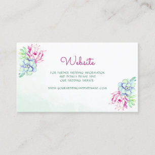 Moderne Cactus succulents Wedding Website Card Visitenkarte
