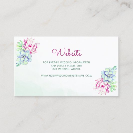 Moderne Cactus succulents Wedding Website Card Visitenkarte (Vorderseite)