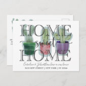 Moderne Cactus Watercolor Neue Zuhause Ankündigungspostkarte (Vorne/Hinten)