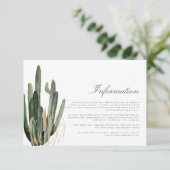 Moderne Cactus Wedding Information Cards (Stehend Vorderseite)