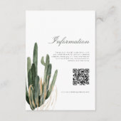 Moderne Cactus Wedding Information QR Code Karte (Vorderseite)