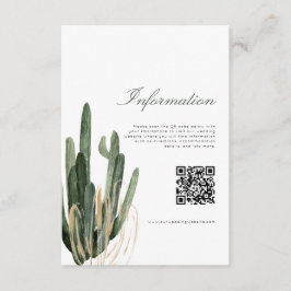 Moderne Cactus Wedding Information QR Code Karte
