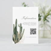 Moderne Cactus Wedding Information QR Code Karte (Stehend Vorderseite)