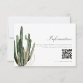 Moderne Cactus Wedding Information QR Code Karte (Vorderseite)