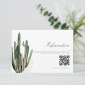 Moderne Cactus Wedding Information QR Code Karte (Stehend Vorderseite)